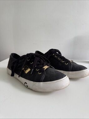 Guess Black Quilted Sneakers with Gold Hardware